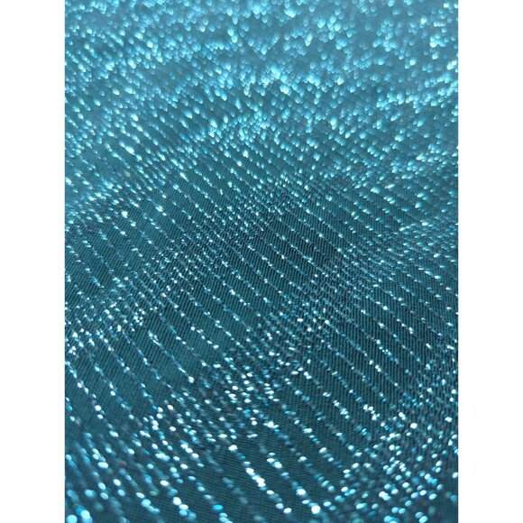 XSCAPE Womens Large Sleeveless Teal Cutout Glitter Tinsel Top 4-Way Stretch - Picture 8 of 9